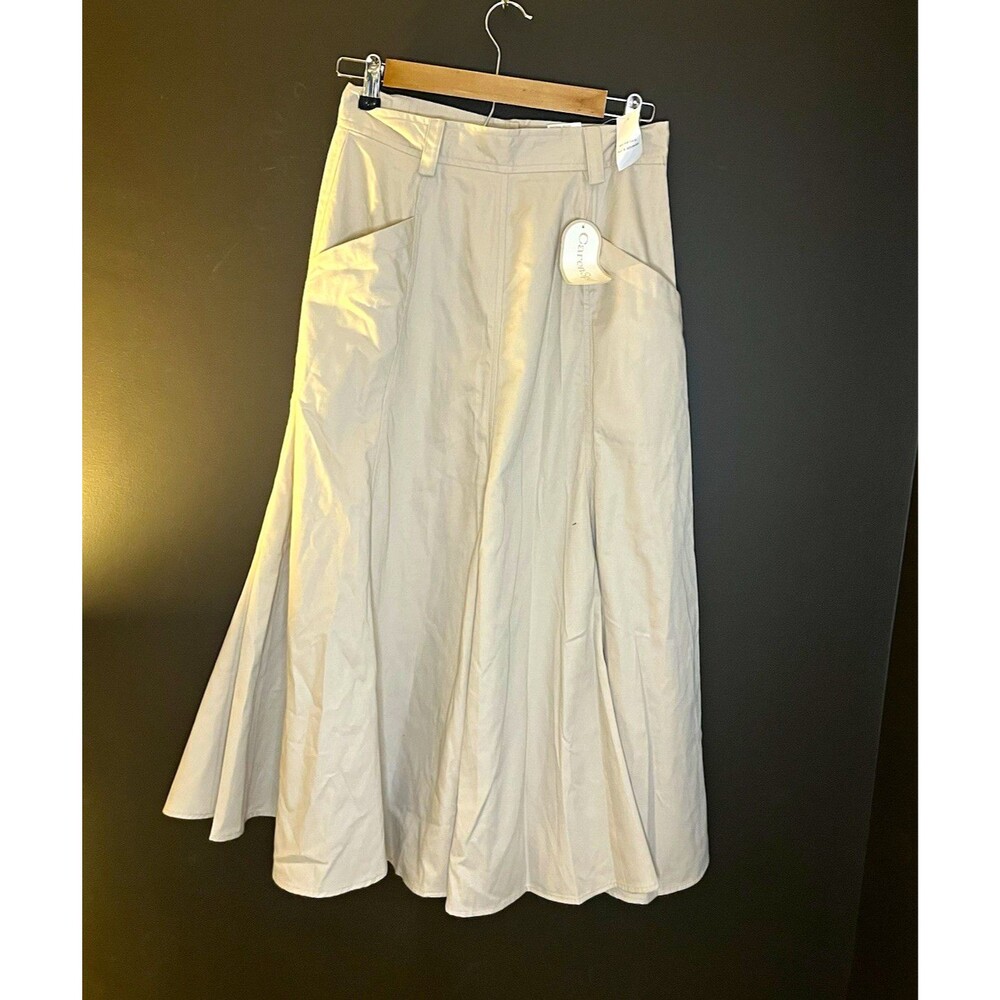 NWT Vintage CarenSport Women’s Size 8 Beige Maxi Skirt Full A-Line Paneled